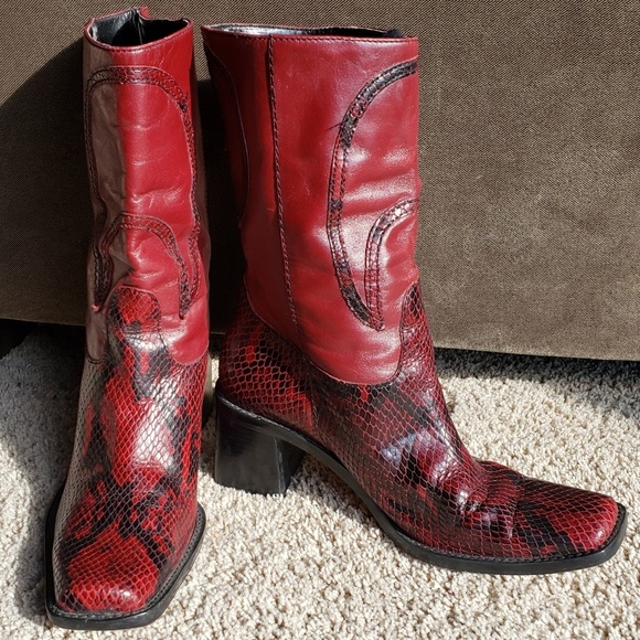 square toe snakeskin boots